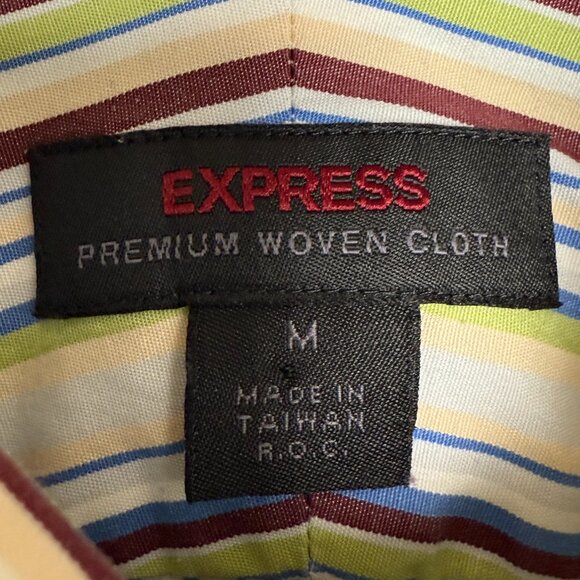 EXPRESS Men's "Premium Woven Cloth" Striped Dress Shirt | Size M - Picture 7 of 9